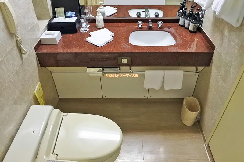 スーペリアフロアのダブルルームは洗面も広くて使いやすいです。